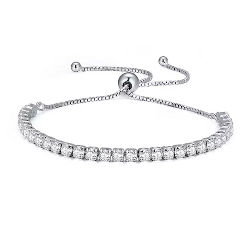 💎A056💎 *NEW ADJUSTABLE 925 STERLING SILVER DIAMOND BRACELET - Picture 5 of 7